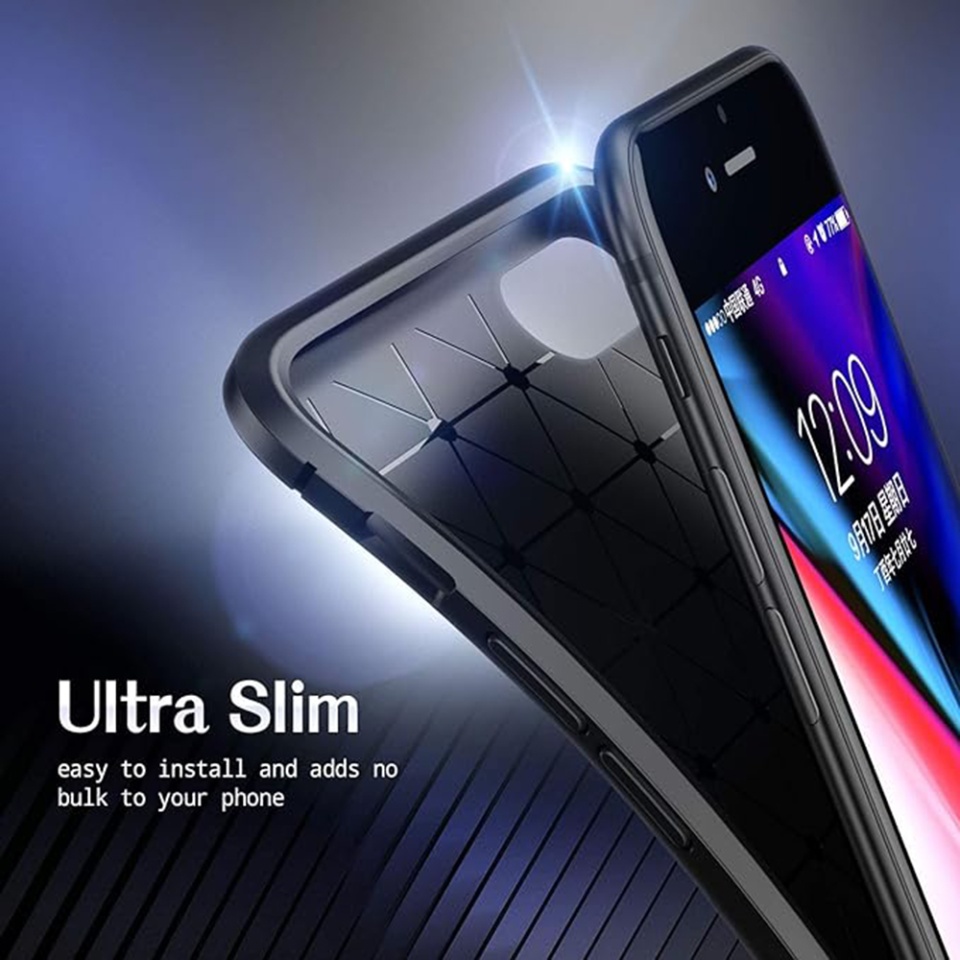 Husa pentru iPhone X, iPhone 10 / XS, SKYDDAR INNOVATION, CarbonFiber, Antisoc, Negru, set cu sticker - 2 | YEO