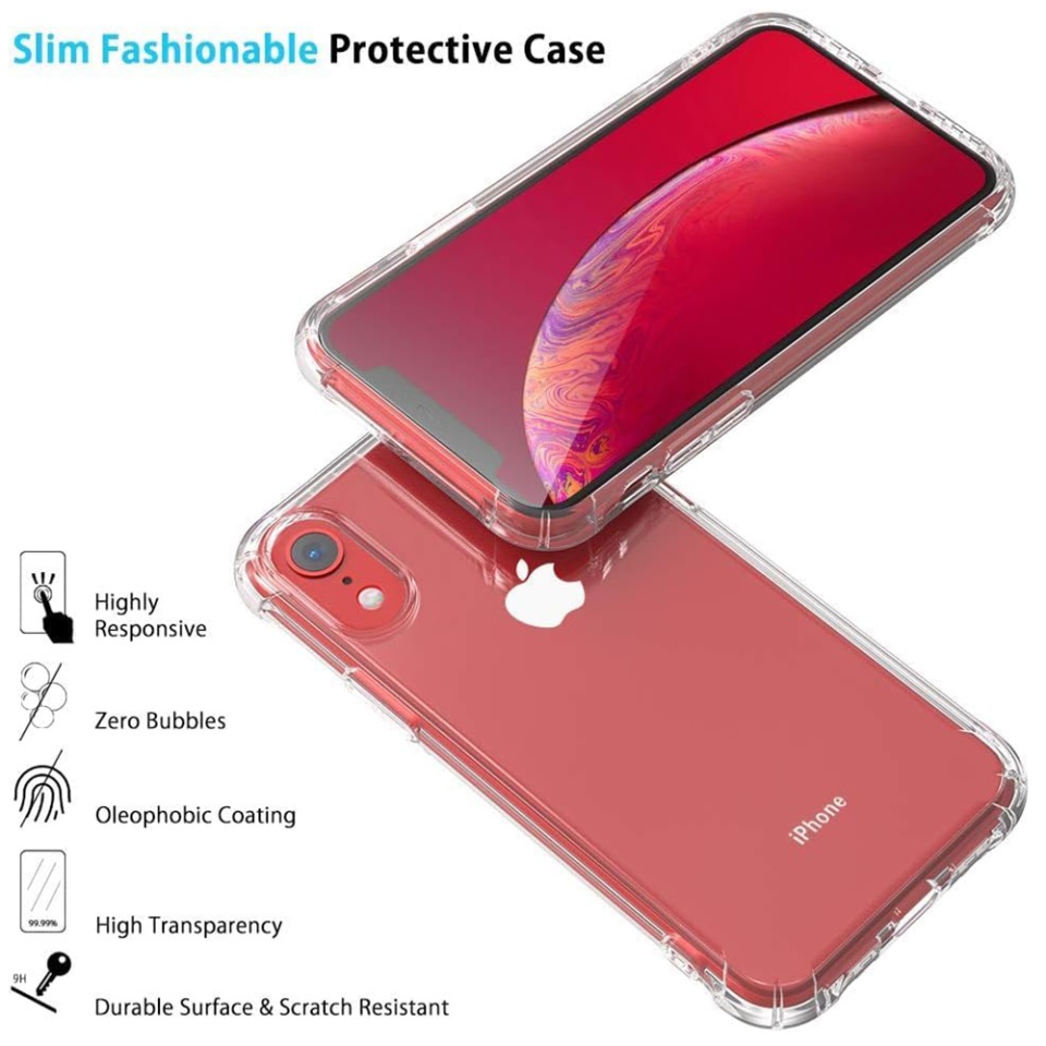Husa pentru iPhone XR , SKYDDAR INNOVATION, Shockproof Clear din Silicon Slim, Transparenta, set cu sticker - 2 | YEO