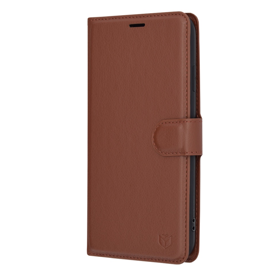 Husa pentru iPhone XS Max, SKYDDAR INNOVATION, Leather Folio tip Carte, cu Portofel Interior, Finisaje Premium, set cu sticker, Maro - 3 | YEO
