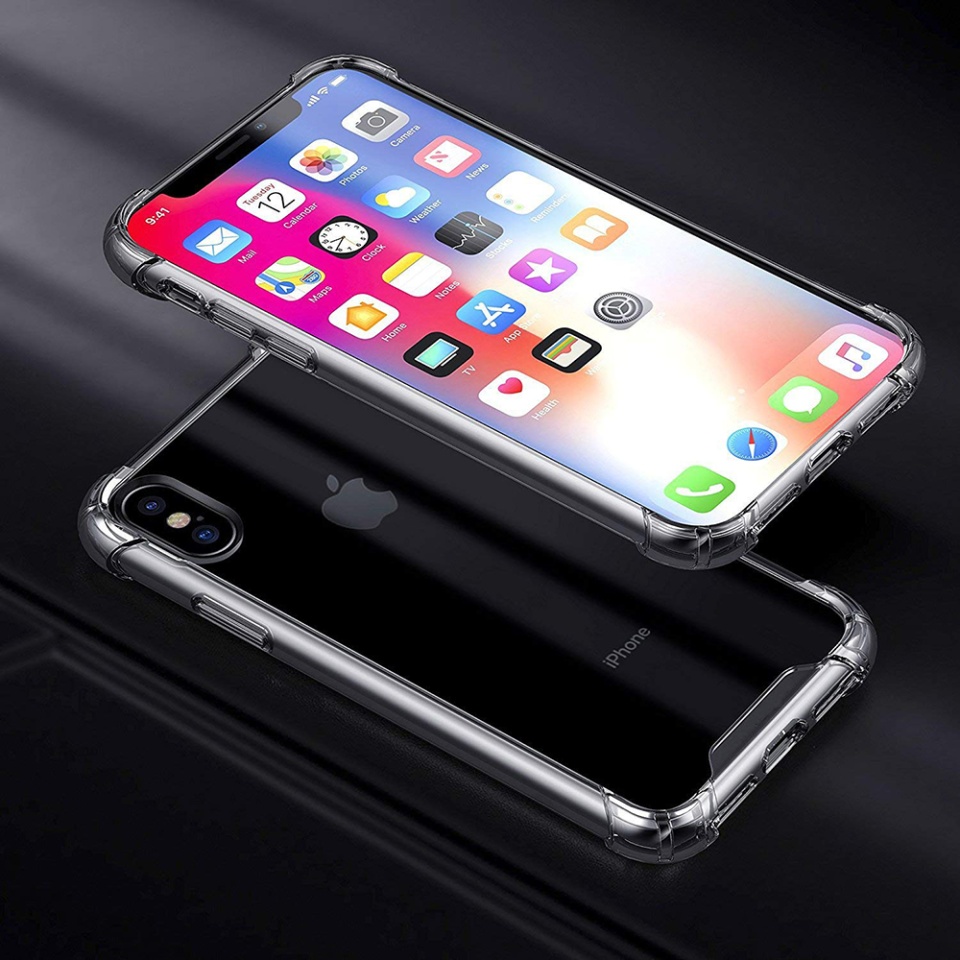 Husa pentru iPhone XS Max , SKYDDAR INNOVATION, Shockproof Clear din Silicon Slim, Transparenta, set cu sticker - 2 | YEO
