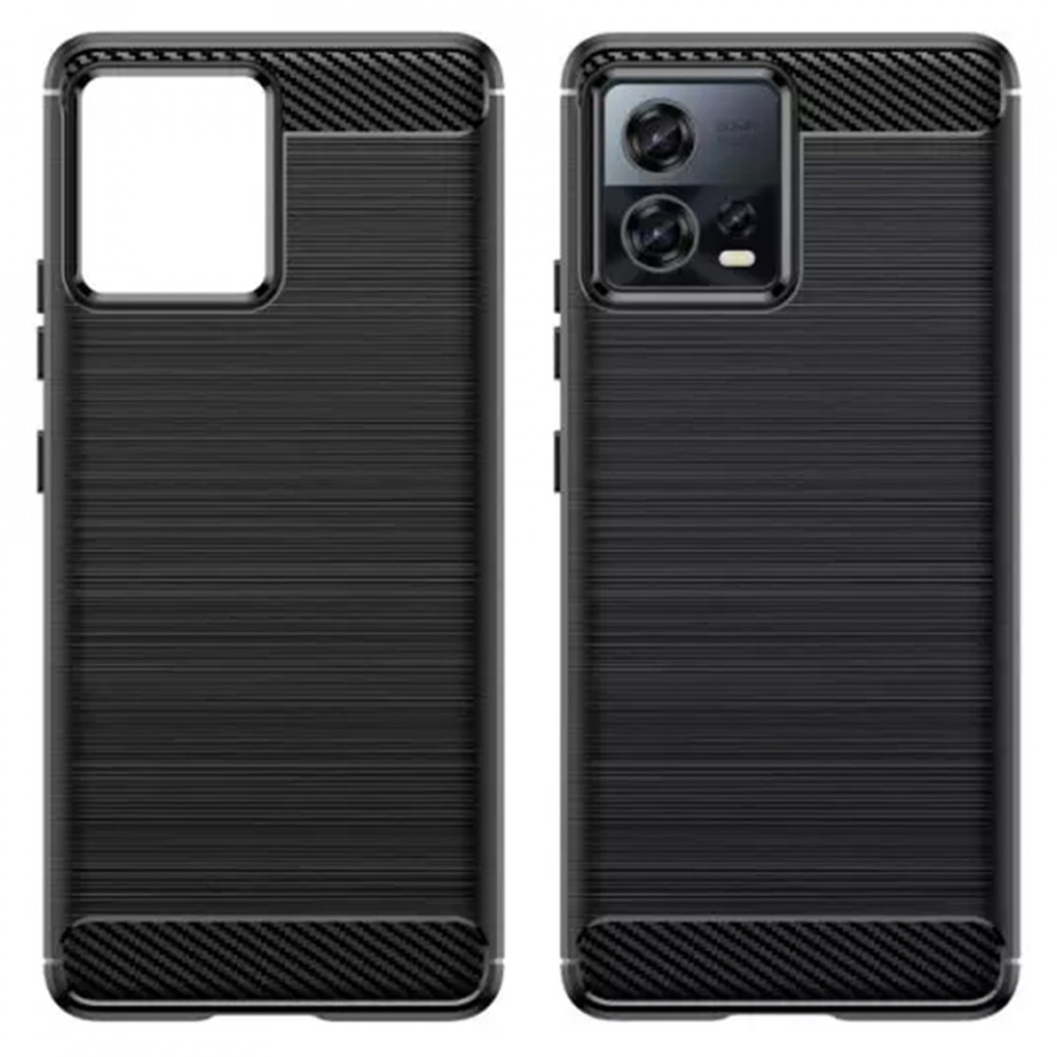 Husa pentru Motorola Edge 30 Fusion din silicon, Slim, cu textură Fibra Carbon Skyddar - Negru - 1 | YEO