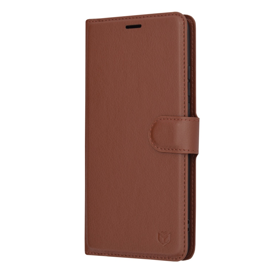 Husa pentru Motorola Edge 40 Neo, SKYDDAR INNOVATION, Leather Folio tip Carte, cu Portofel Interior, Finisaje Premium, set cu sticker, Maro - 3 | YEO