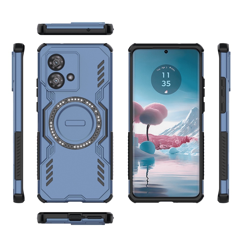 Husa pentru Motorola Edge 40 Neo, SKYDDAR INOVATION, ArmorMag, Magsafe, set cu sticker, Albastru - 3 | YEO
