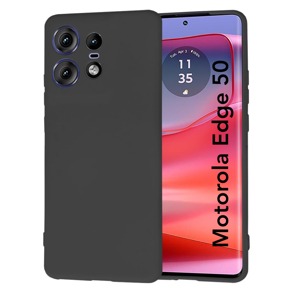 Husa pentru Motorola Edge 50 din Silicon Catifelat, Protectie Premium, Skyddar SoftElegance - Negru