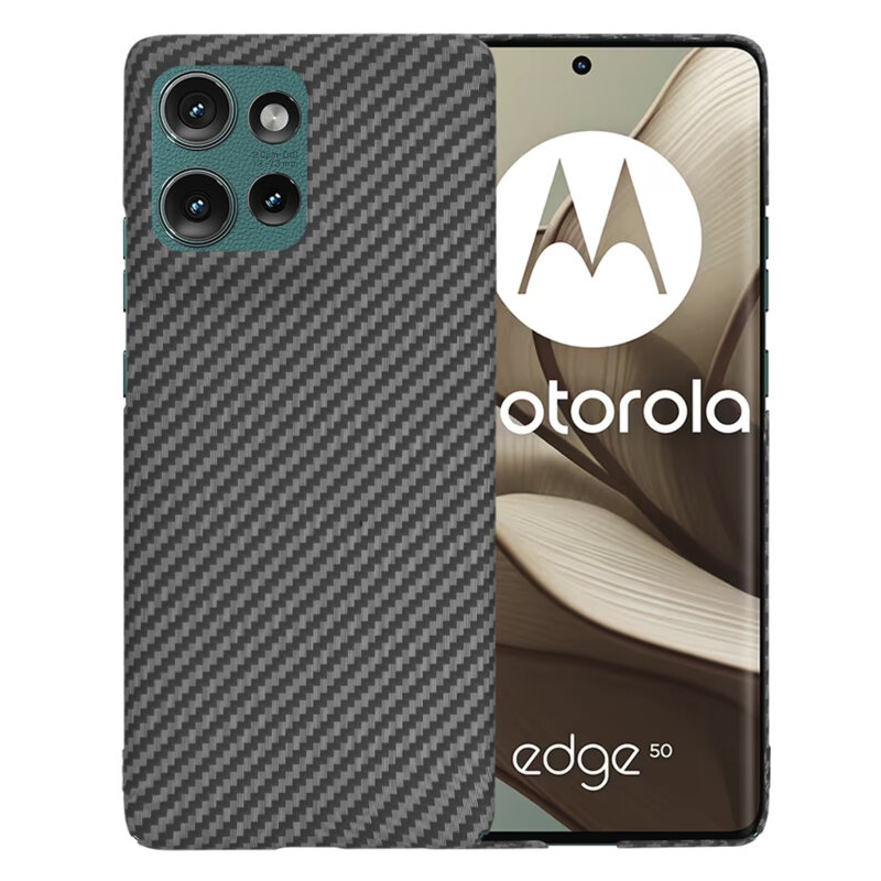 Husa pentru Motorola Edge 50, Finisaj Premium cu Textura de Carbon, Design Elegant, SKDR CarbonFlex - Negru