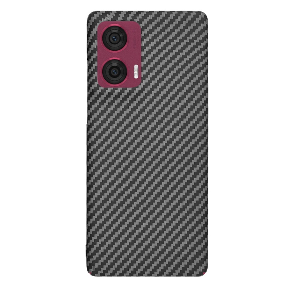Husa pentru Motorola Edge 50 Fusion, SKYDDAR INNOVATION, textura carbon, Carbonite FiberShell, set cu sticker, Negru, - 2 | YEO