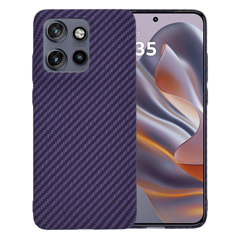 Husa pentru Motorola Edge 50 Neo, Finisaj Premium cu Textura de Carbon, Design Elegant, SKDR CarbonFlex - Mov