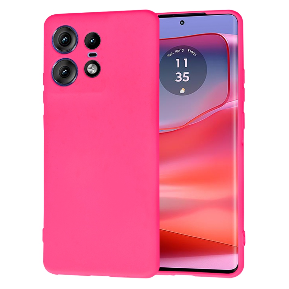 Husa pentru Motorola Edge 50 Pro din Silicon Catifelat, Protectie Premium, Skyddar SoftElegance - Fucsia