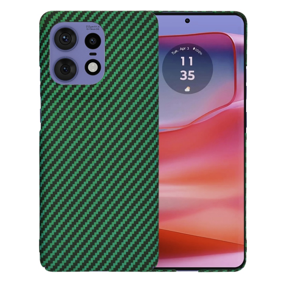 Husa pentru Motorola Edge 50 Pro, Finisaj Premium cu Textura de Carbon, Design Elegant, SKDR CarbonFlex - Verde