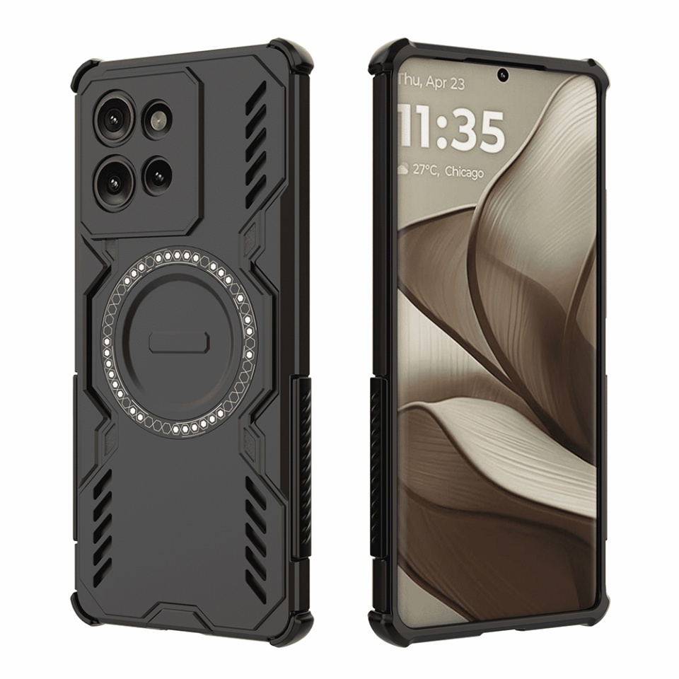 Husa pentru Motorola Edge 50, SKYDDAR INOVATION, ArmorMag, Magsafe, set cu sticker, Negru - 1 | YEO