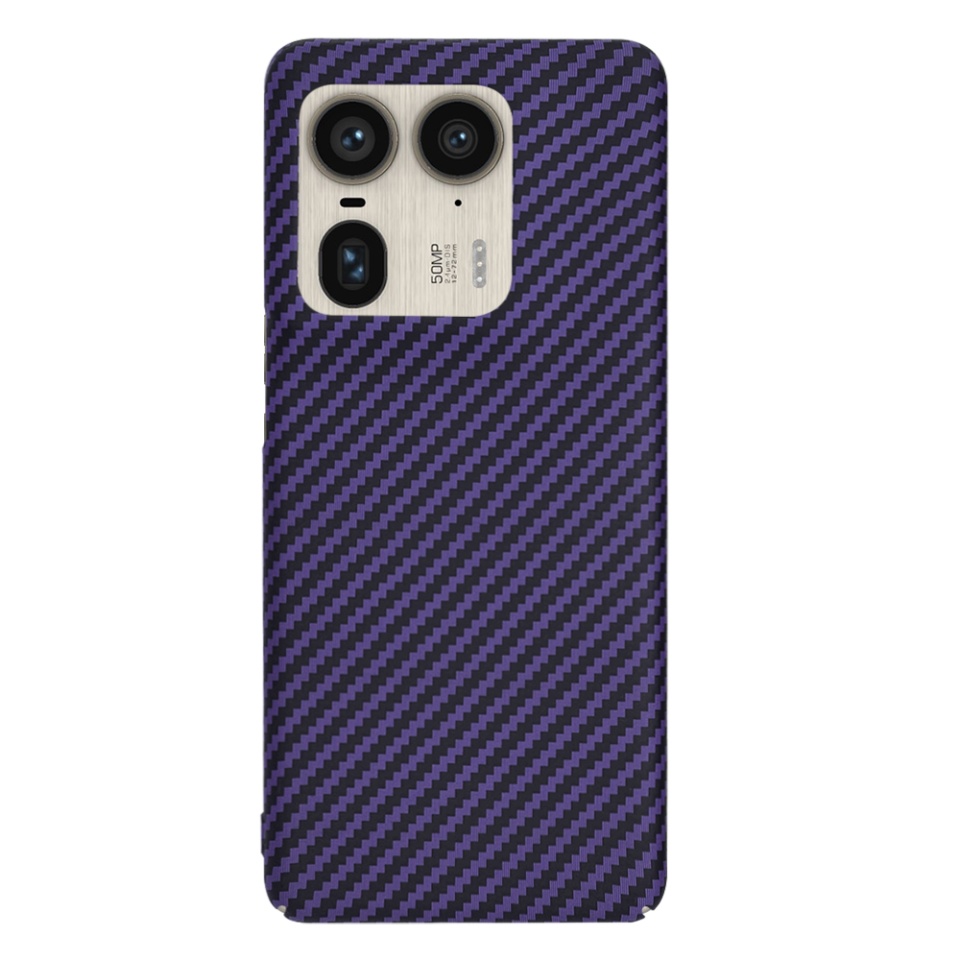 Husa pentru Motorola Edge 50 Ultra, Finisaj Premium cu Textura de Carbon, Design Elegant, SKDR CarbonFlex - Mov - 2 | YEO
