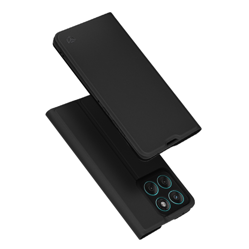 Husa pentru Motorola Edge 60 Fusion, SKYDDAR INNOVATION, Magskin Book, tip Carte cu Portofel Interior, Negru, set cu sticker