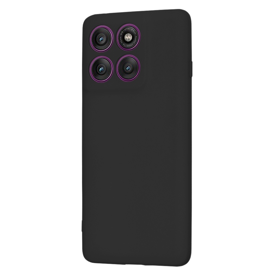 Husa pentru Motorola Edge 60 Pro, SKYDDAR INNOVATION, din Silicon Catifelat, SoftElegance , Negru, set cu sticker - 2 | YEO