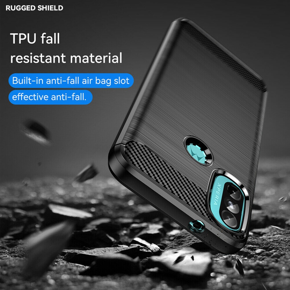 Husa pentru Motorola Moto E20 / Moto E40 / Moto E30, SKYDDAR INNOVATION, Carbon Silicone, din Silicon Slim, cu textura Fibra Carbon, set cu sticker, Negru - 2 | YEO