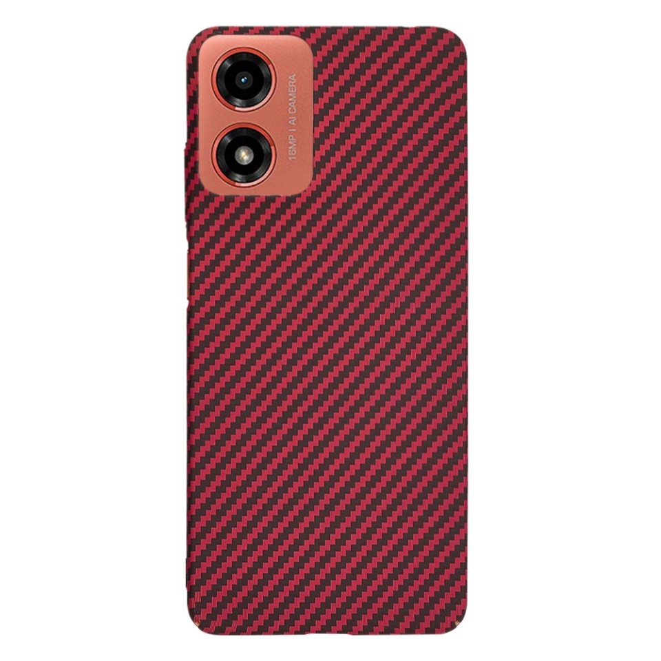 Husa pentru Motorola Moto G04 / Moto G24 / Moto G04s / Moto E14, SKYDDAR INNOVATION, textura carbon, Carbonite FiberShell, set cu sticker, Rosu, - 2 | YEO