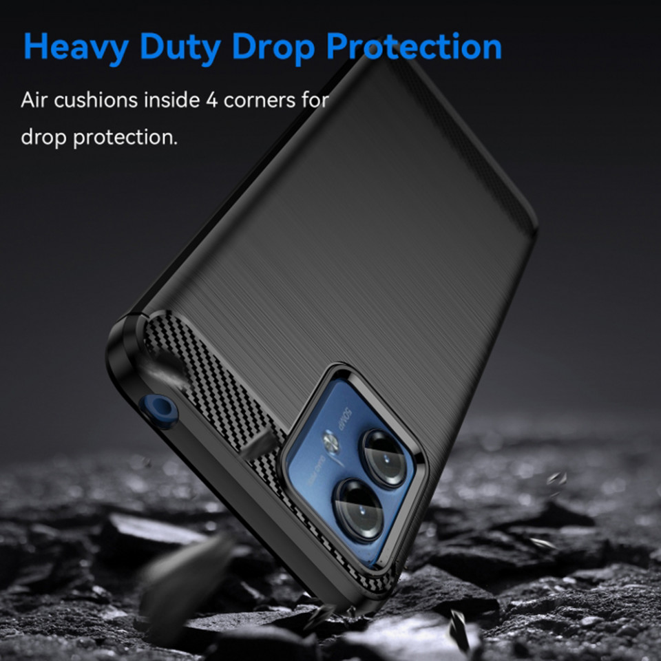 Husa pentru Motorola Moto G14 din silicon, Slim, cu textura Fibra Carbon - Negru - 3 | YEO