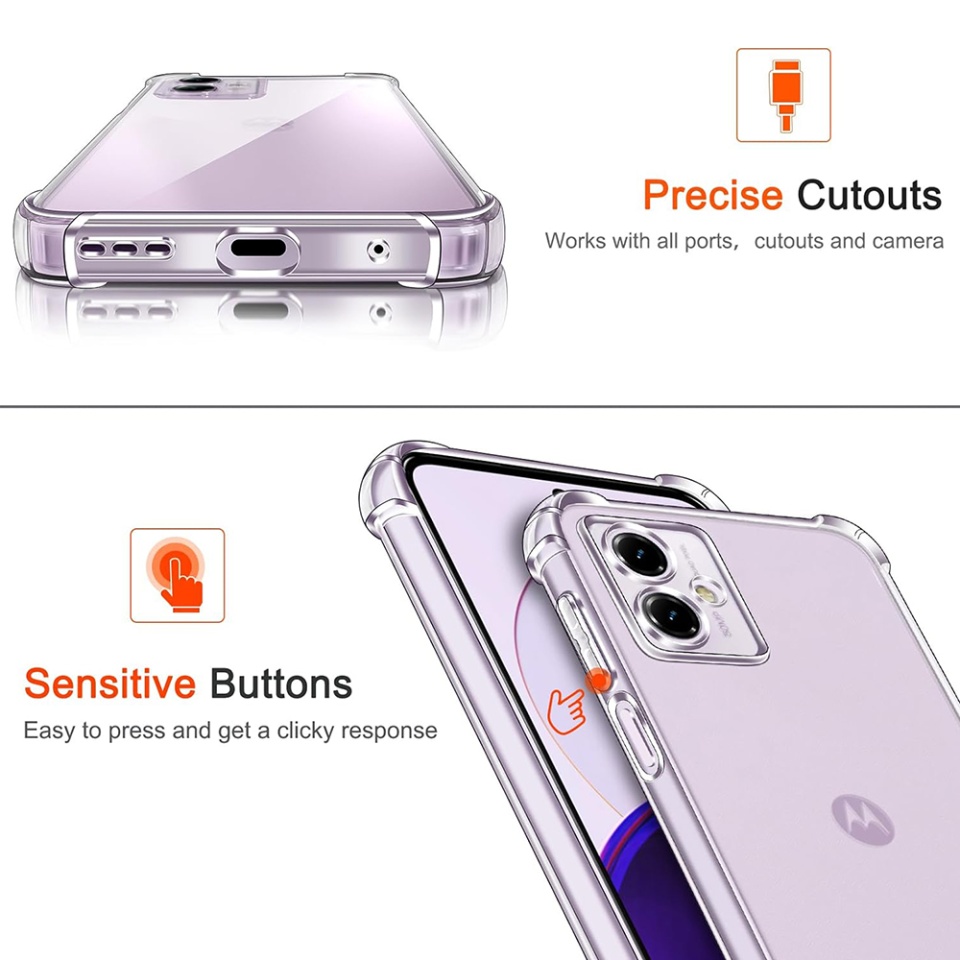 Husa pentru Motorola Moto G14 , SKYDDAR INNOVATION, Shockproof Clear din Silicon Slim, Transparenta, set cu sticker - 2 | YEO