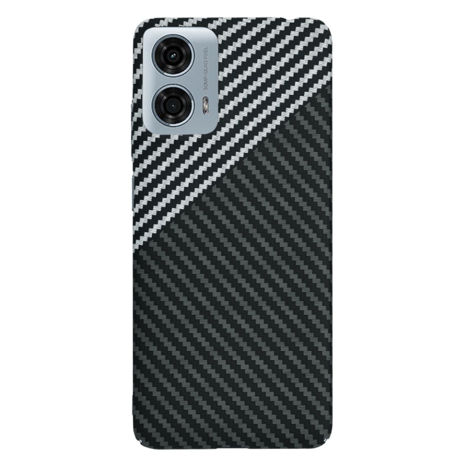 Husa pentru Motorola Moto G24 Power, SKYDDAR INNOVATION, textura carbon, Carbonite FiberShell, set cu sticker, Gri, - 2 | YEO