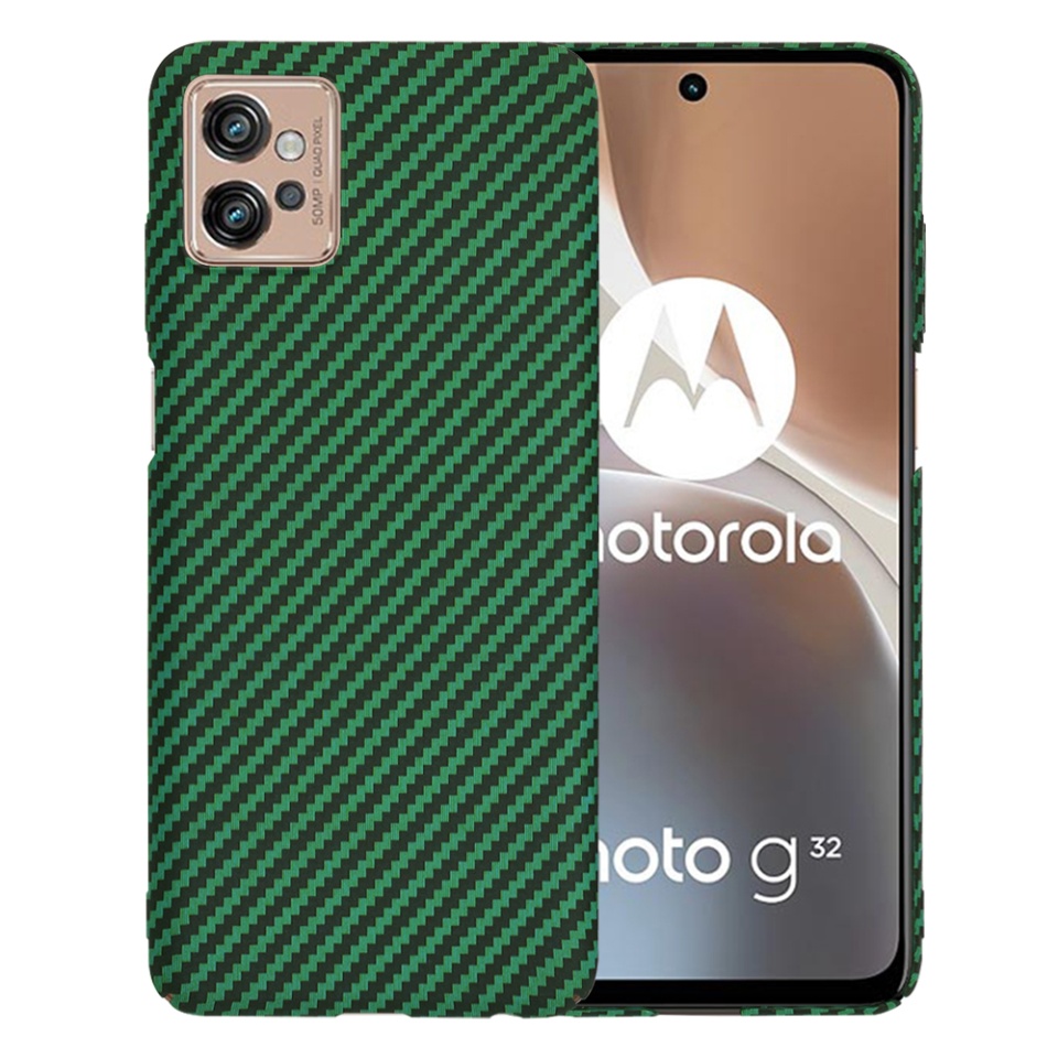 Husa pentru Motorola Moto G32, Finisaj Premium cu Textura de Carbon, Design Elegant, SKDR CarbonFlex - Verde