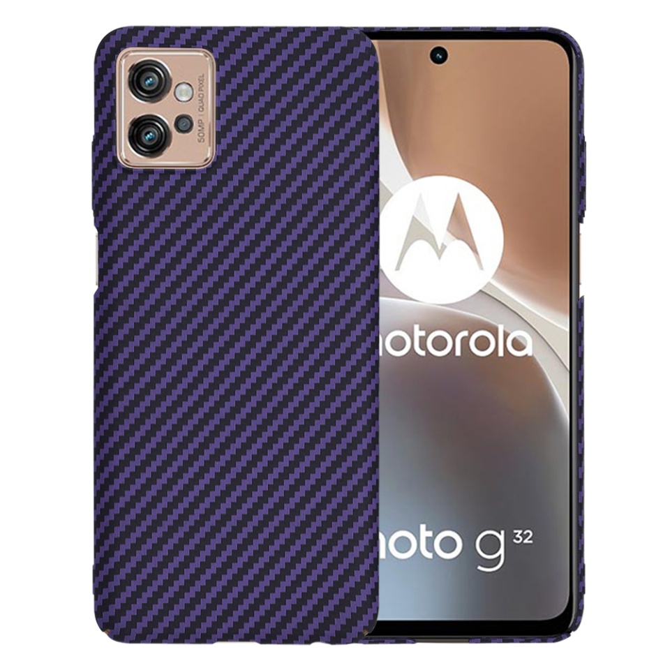 Husa pentru Motorola Moto G32, Finisaj Premium cu Textura de Carbon, Design Elegant, SKDR CarbonFlex - Mov