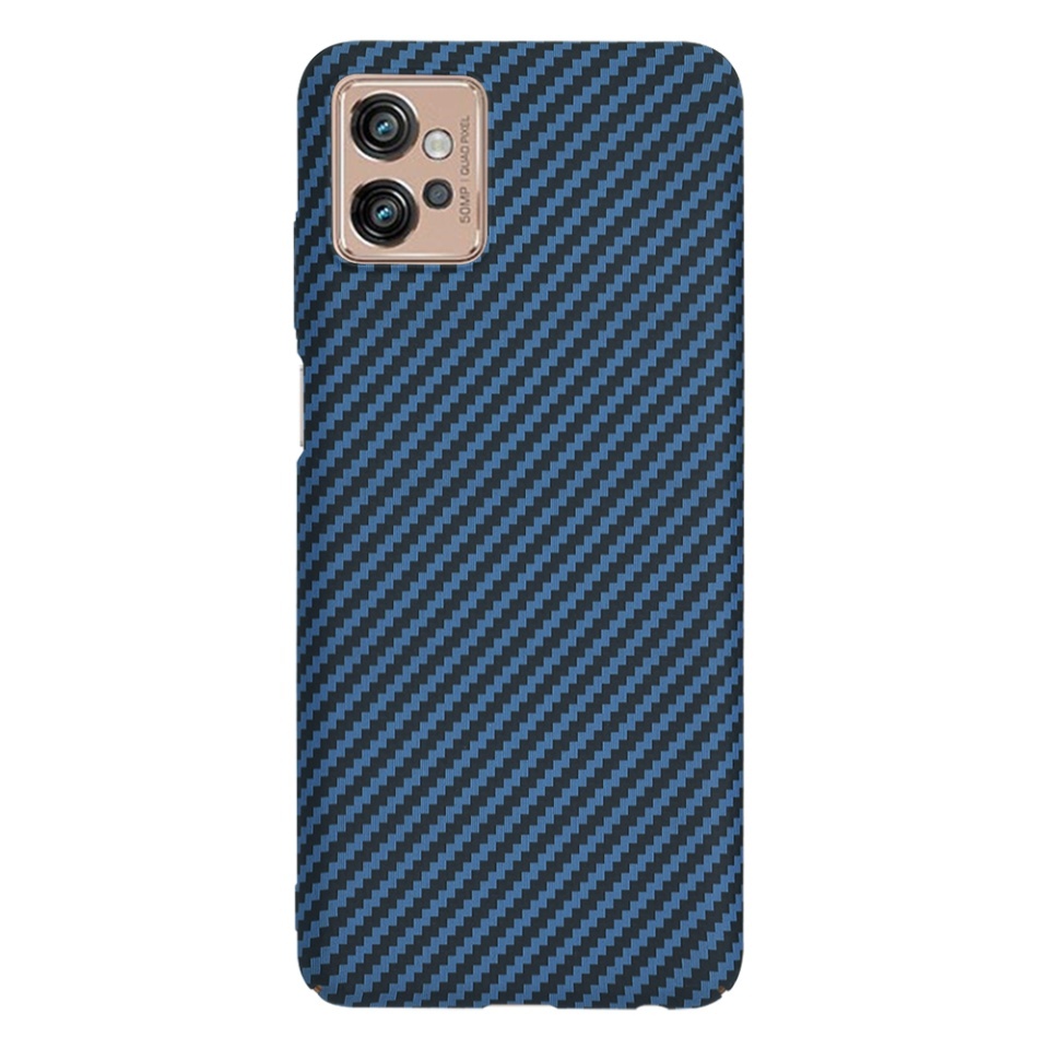 Husa pentru Motorola Moto G32, SKYDDAR INNOVATION, textura carbon, Carbonite FiberShell, set cu sticker, Cyan, - 2 | YEO