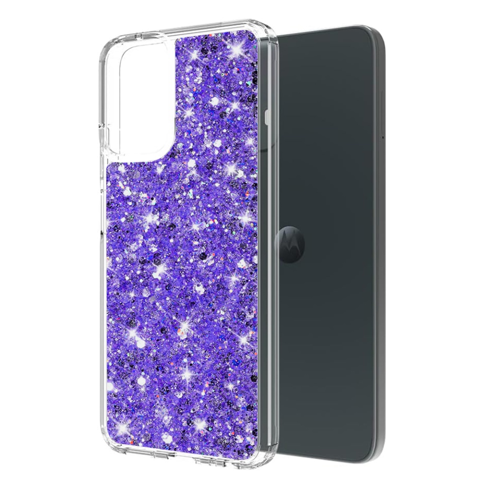 Husa pentru Motorola Moto G34 , Fundal Detasabil, din Silicon cu Sclipici, Design Stralucitor, Protectie Completa - Mov