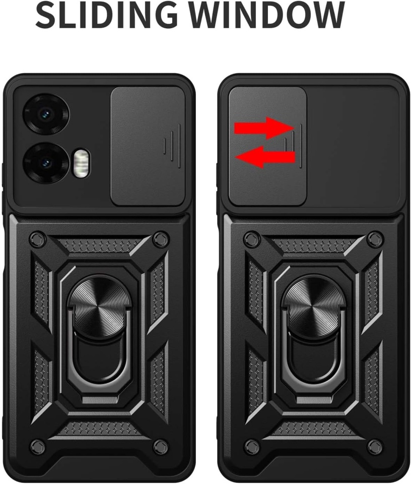 Husa pentru Motorola Moto G35 cu inel magnetic si protectie camera Skyddar CamShield - Negru - 2 | YEO