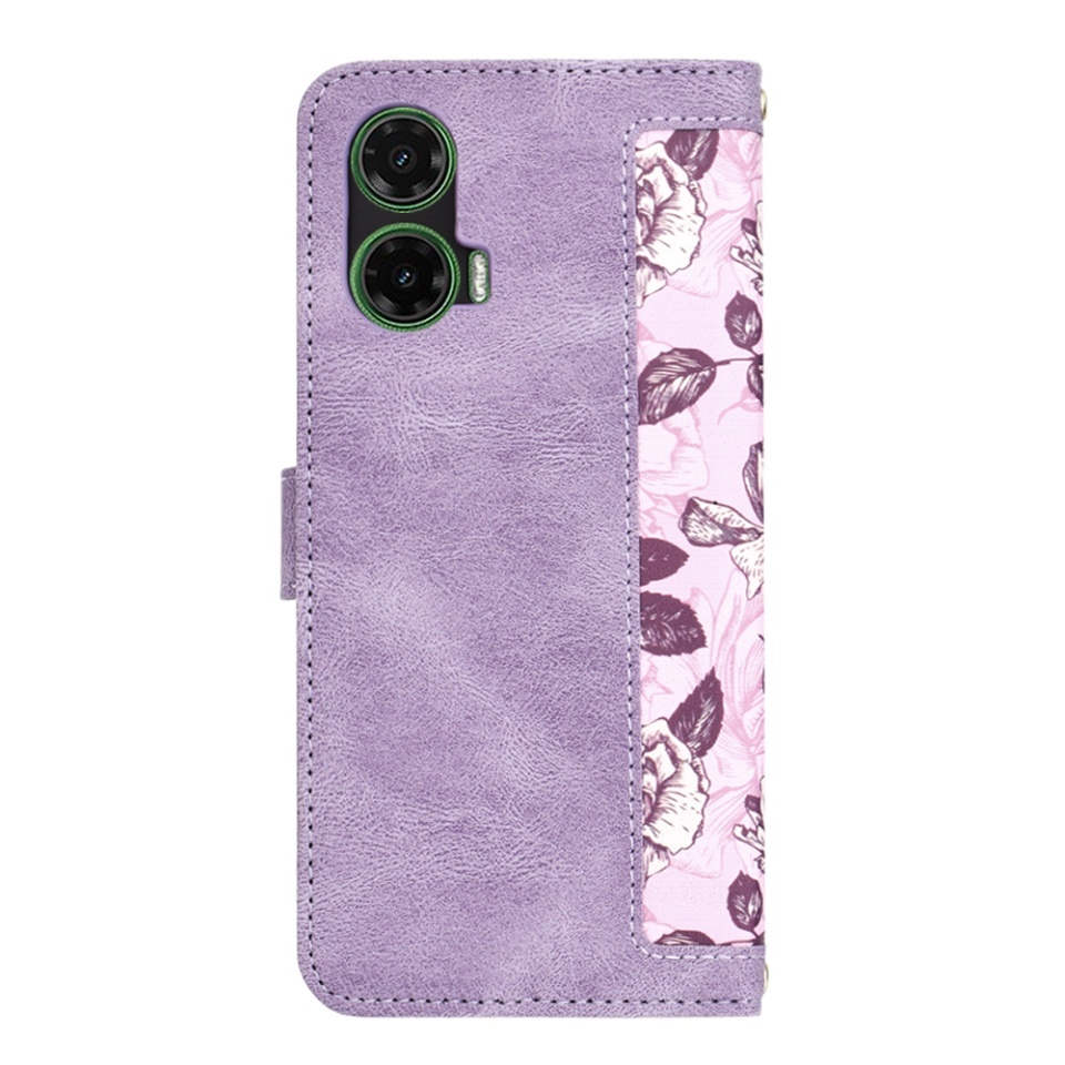 Husa pentru Motorola Moto G35, SKYDDAR INNOVATION, Flipcraft din Piele Ecologică, Stand Integrat, Buzunare pentru Carduri, set cu sticker, Mov - 2 | YEO