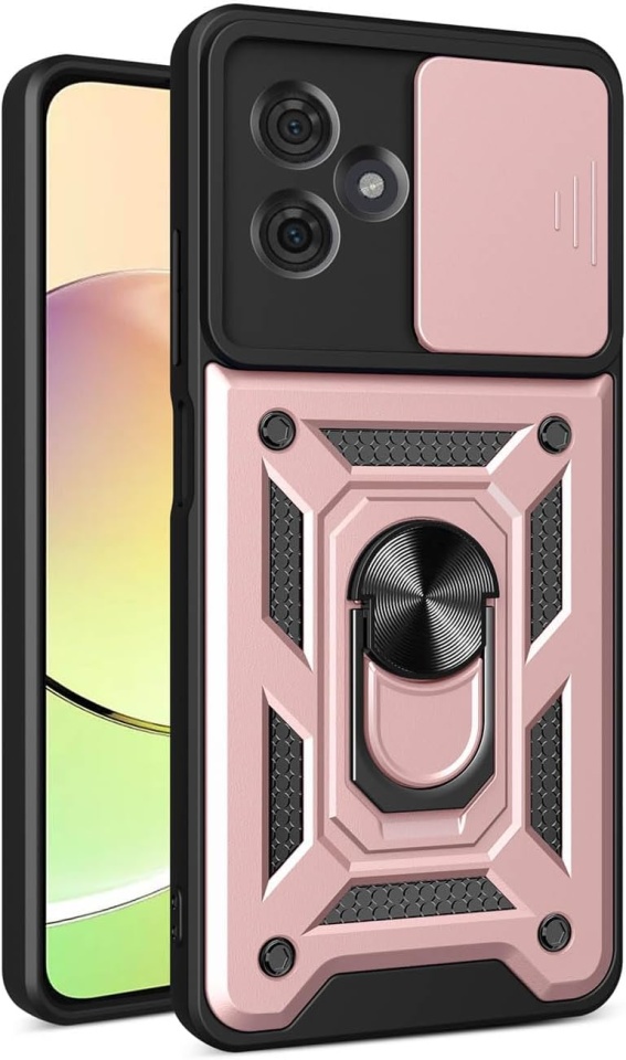 Husa pentru Motorola Moto G55 cu inel magnetic si protectie camera Skyddar CamShield - Roz - 1 | YEO