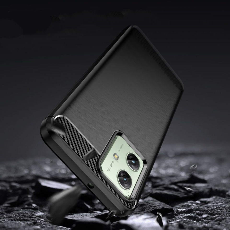 Husa pentru Motorola Moto G55 din Silicon Premium, Slim, cu textura Fibra Carbon - Negru - 1 | YEO