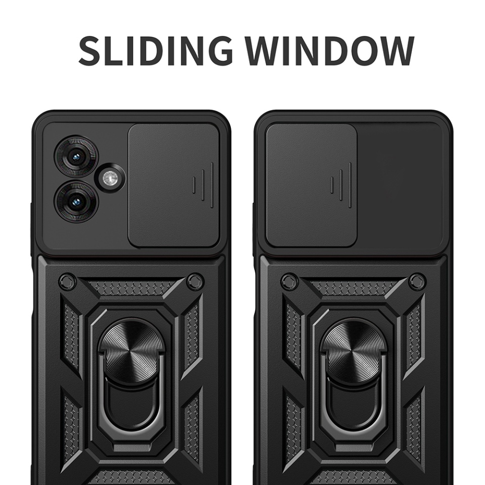 Husa pentru Motorola Moto G55, SKYDDAR INNOVATION, CamShield, Inel magnetic, set cu sticker, Roz - 2 | YEO