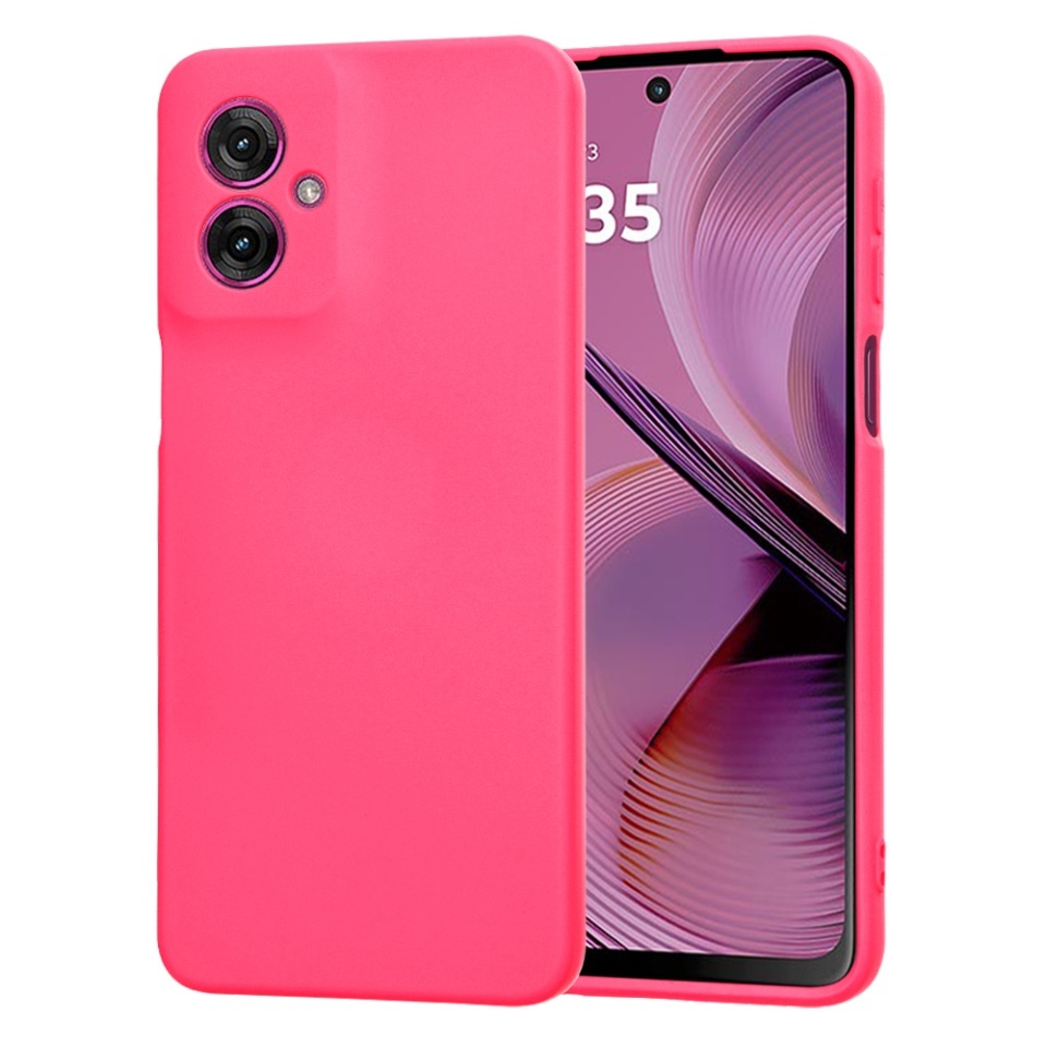 Husa pentru Motorola Moto G55, SKYDDAR INNOVATION, din Silicon Catifelat, SoftElegance, set cu sticker, Fucsia
