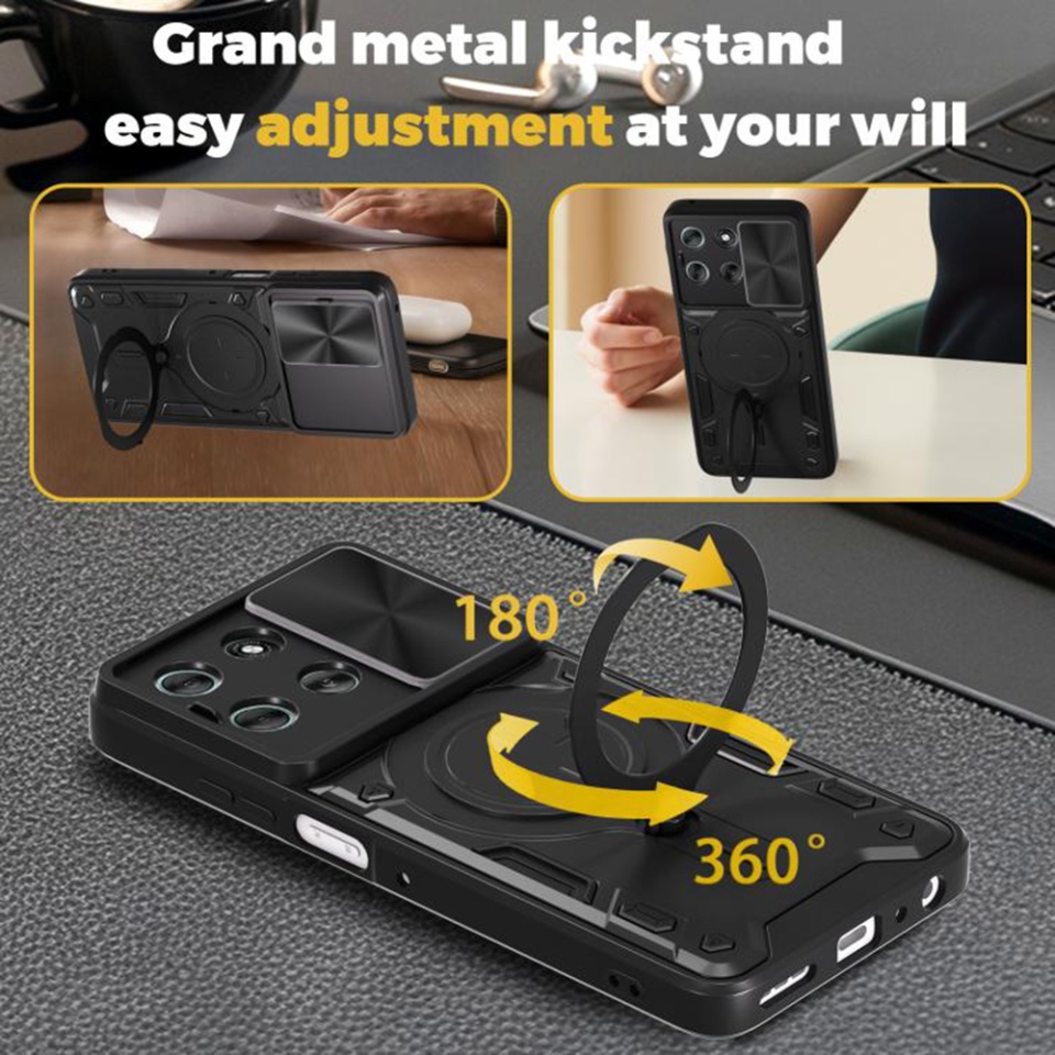 Husa pentru Motorola Moto G56, SKYDDAR INNOVATION, CamGuard Pro, Inel Magnetic, Protectie Camera, set cu sticker, Negru - 3 | YEO