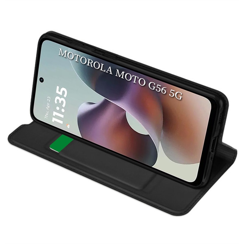 Husa pentru Motorola Moto G56, SKYDDAR INNOVATION, Magskin Book, tip Carte cu Portofel Interior, set cu sticker, Negru - 1 | YEO