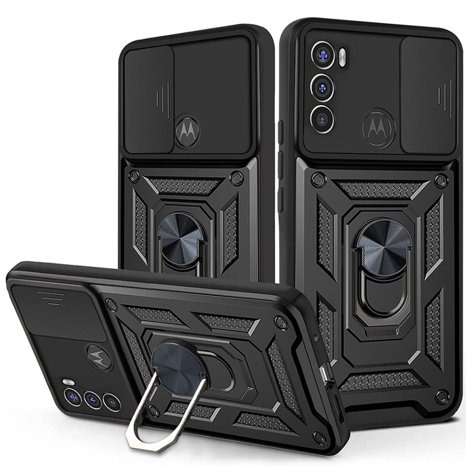 Husa pentru Motorola Moto G71 5G cu inel magnetic si protectie camera CamShield - Negru