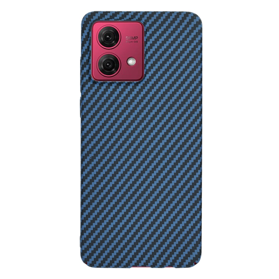 Husa pentru Motorola Moto G84, Finisaj Premium cu Textura de Carbon, Design Elegant, SKDR CarbonFlex - Cyan - 2 | YEO