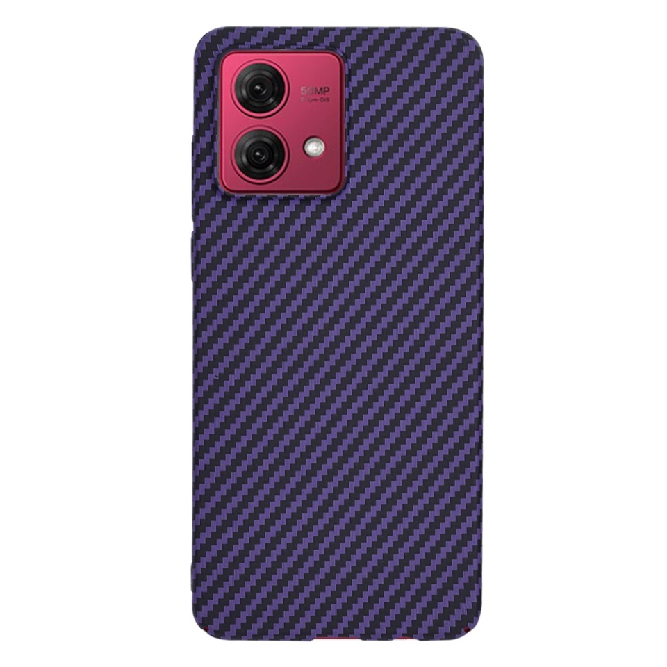 Husa pentru Motorola Moto G84, SKYDDAR INNOVATION, textura carbon, Carbonite FiberShell, set cu sticker, Mov, - 2 | YEO