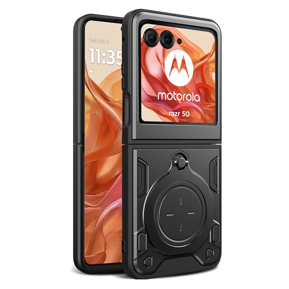 Husa pentru Motorola Razr 50 / Razr 60, SKYDDAR INNOVATION, CamGuard Pro, Inel Magnetic, Protectie Camera, set cu sticker, Negru