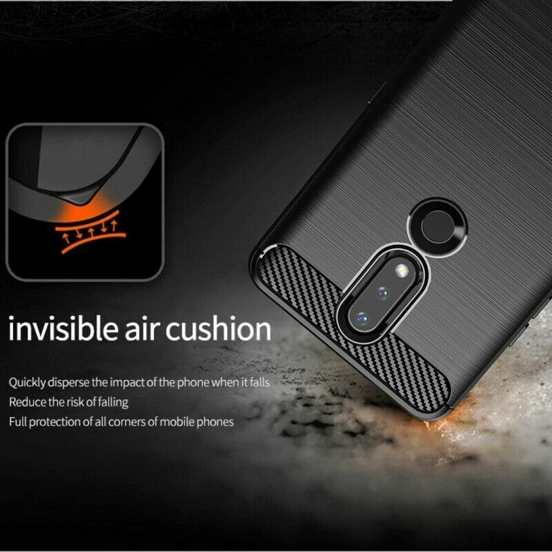 Husa pentru Nokia 2.4, SKYDDAR INNOVATION, Carbon Silicone, din Silicon Slim, cu textura Fibra Carbon, set cu sticker, Negru - 2 | YEO