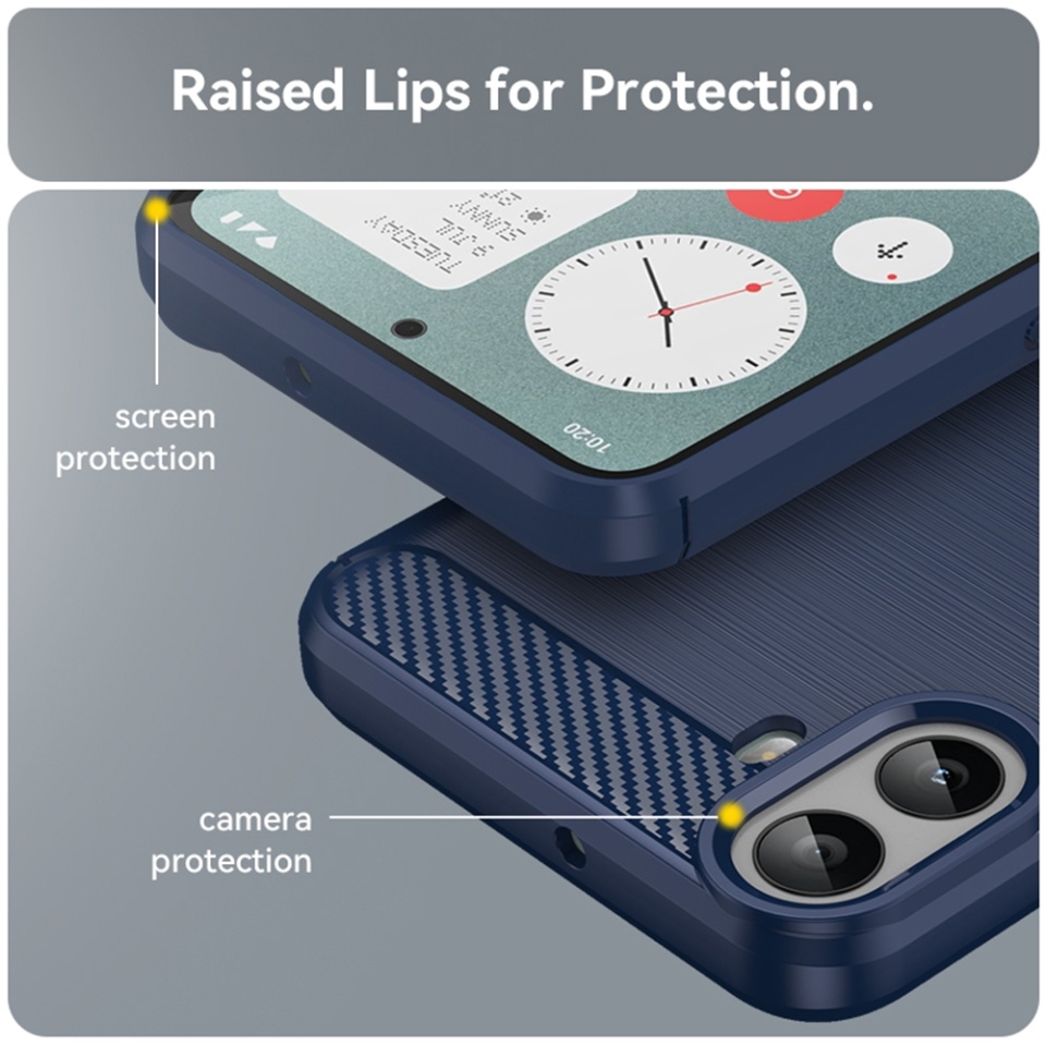 Husa pentru Nothing CMF Phone 1 din Silicon Premium, Slim, cu textura Fibra Carbon - Albastru - 2 | YEO