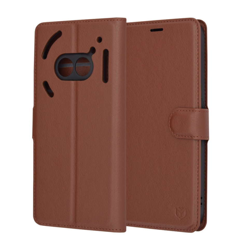 Husa pentru Nothing Phone (2a) tip Carte, cu Portofel Interior, Finisaje Premium, SKYDDAR Leather Wallet - Maro