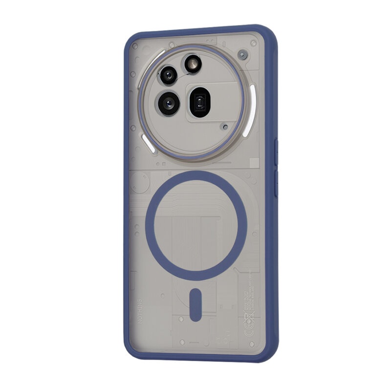 Husa pentru Nothing Phone (3a) Pro, SKYDDAR INNOVATION, Frosted MagSafe, Antisoc, set cu sticker, Bleumarin - 3 | YEO