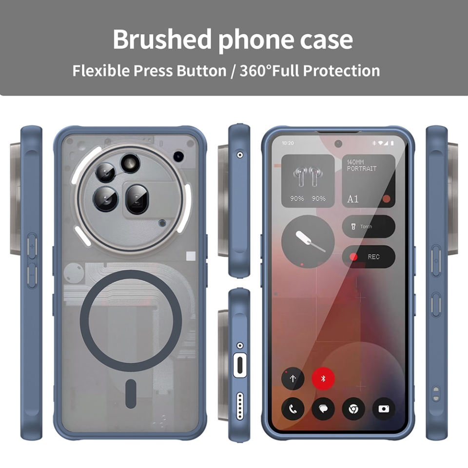 Husa pentru Nothing Phone (3a) Pro, SKYDDAR INNOVATION, HaloFrost MagSafe II, Antisoc, set cu sticker, Bleumarin - 2 | YEO