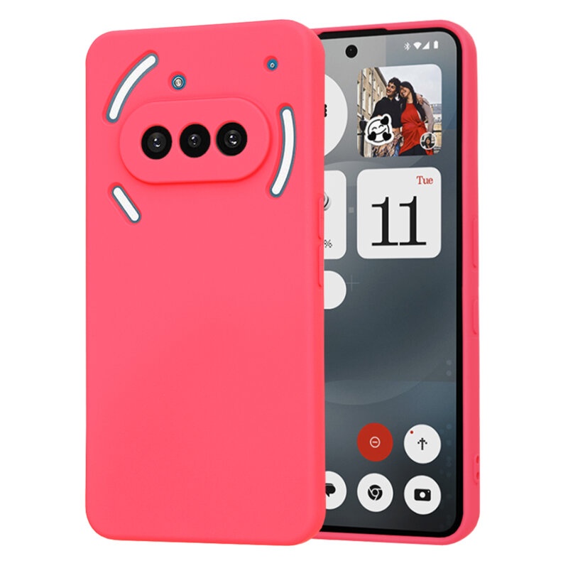 Husa pentru Nothing Phone (3a), SKYDDAR INNOVATION, SoftElegance din Silicon Catifelat, set cu sticker, Fucsia - 0 | YEO