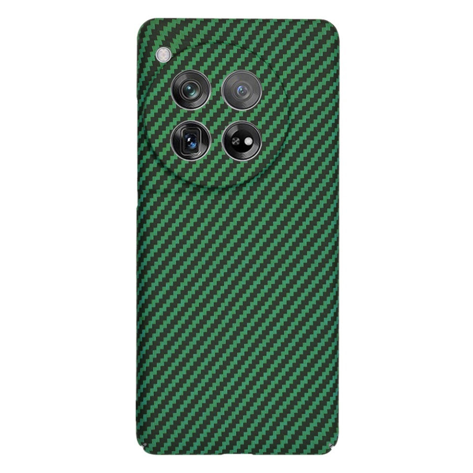 Husa pentru OnePlus 12, SKYDDAR INNOVATION, textura carbon, Carbonite FiberShell, set cu sticker, Verde, - 2 | YEO