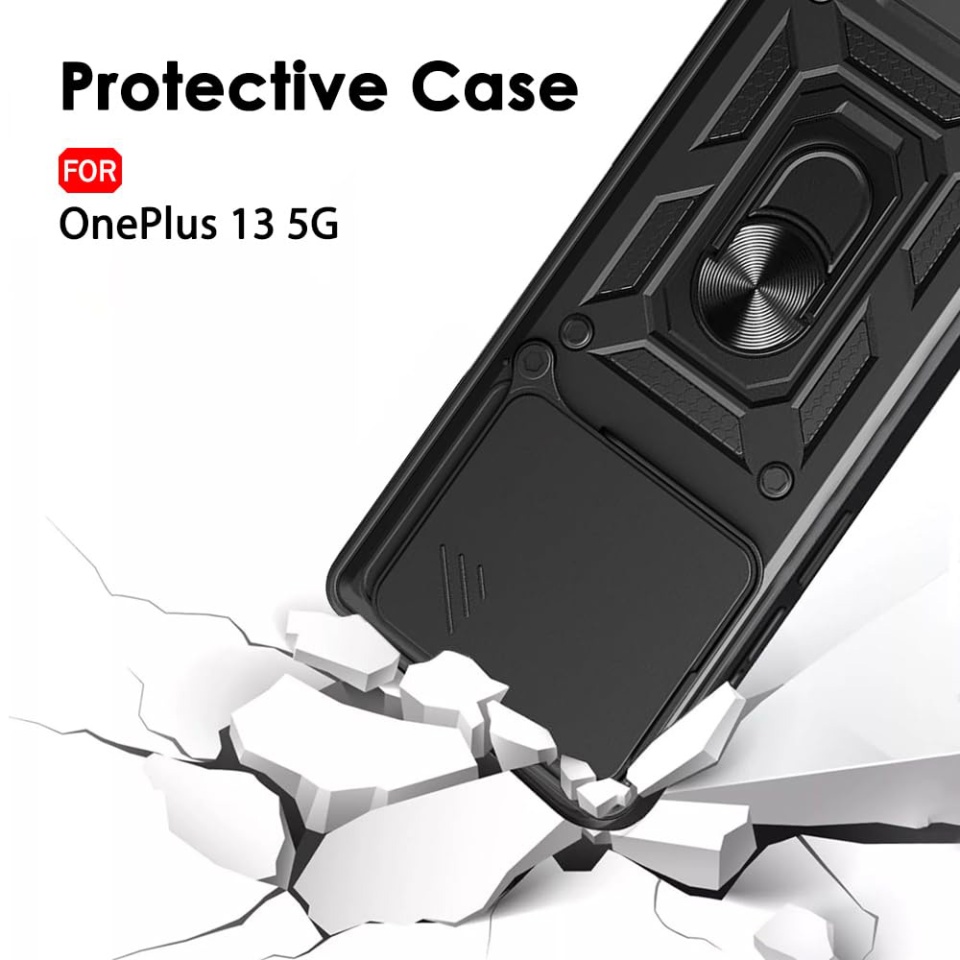 Husa pentru OnePlus 13 cu inel magnetic si protectie camera Skyddar CamShield - Negru - 2 | YEO