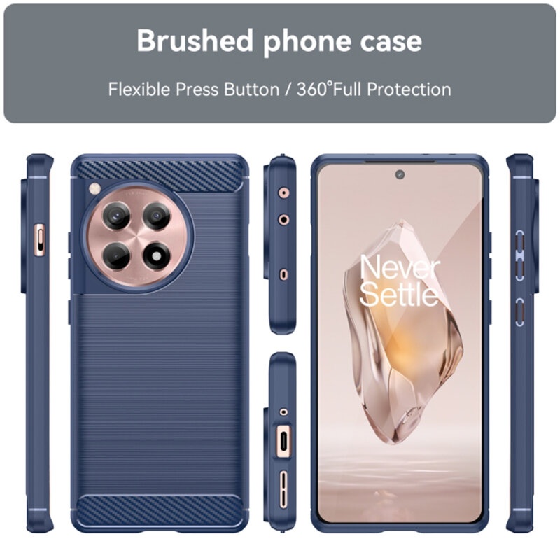 Husa pentru OnePlus 13 din Silicon Premium, Slim, cu textura Fibra Carbon - Albastru - 1 | YEO