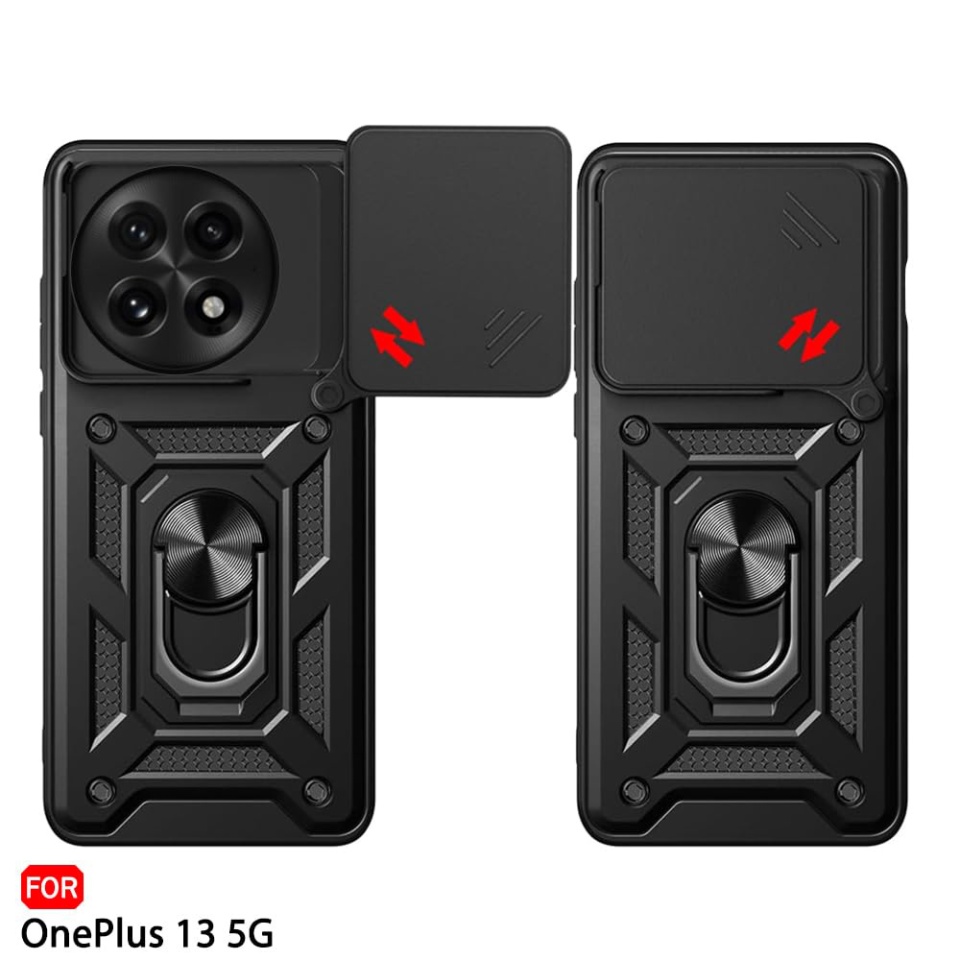 Husa pentru OnePlus 13, SKYDDAR INNOVATION, CamShield, Inel magnetic, set cu sticker, Negru - 1 | YEO