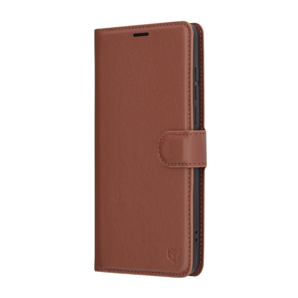 Husa pentru OnePlus 13, SKYDDAR INNOVATION, Leather Folio tip Carte, cu Portofel Interior, Finisaje Premium, set cu sticker, Maro - 3 | YEO