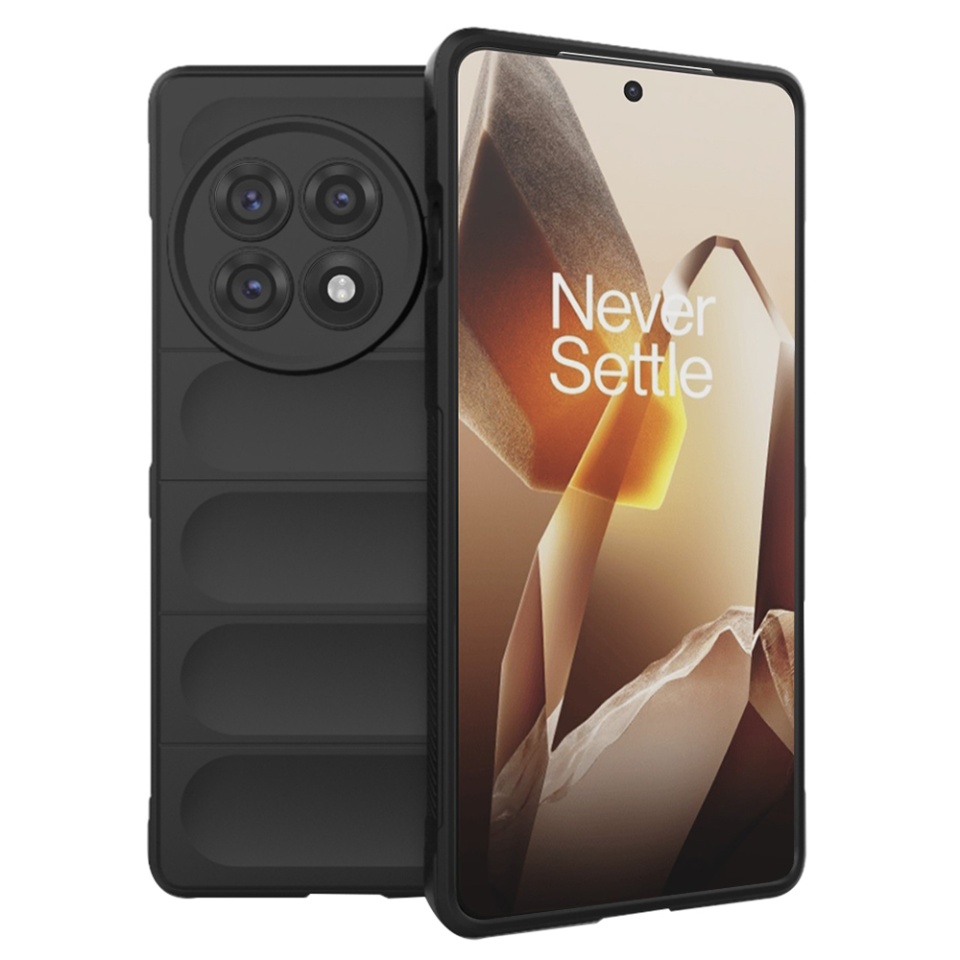 Husa pentru OnePlus 13R, SKYDDAR INNOVATION, Vogue din Silicon Mat, set cu sticker, Negru